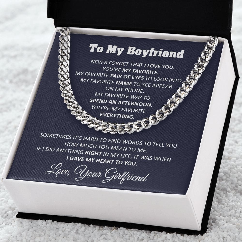 To My Boyfriend Chain, Gift for Boyfriend Birthday. Anniversary Gift, –  Family In Print