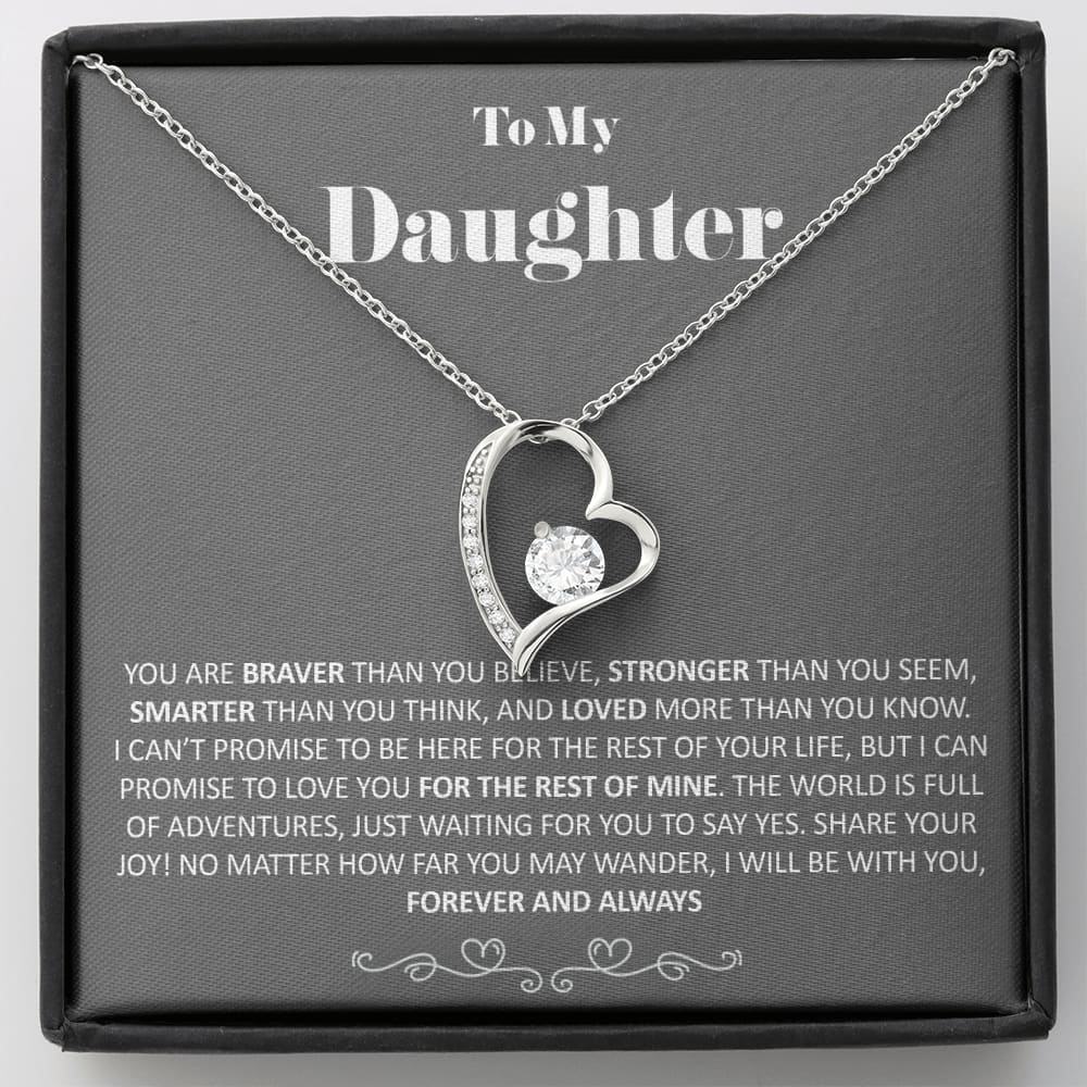 To my Daughter - Brave - Gray - Forever Love Necklace - Standard Box - Jewelry 1