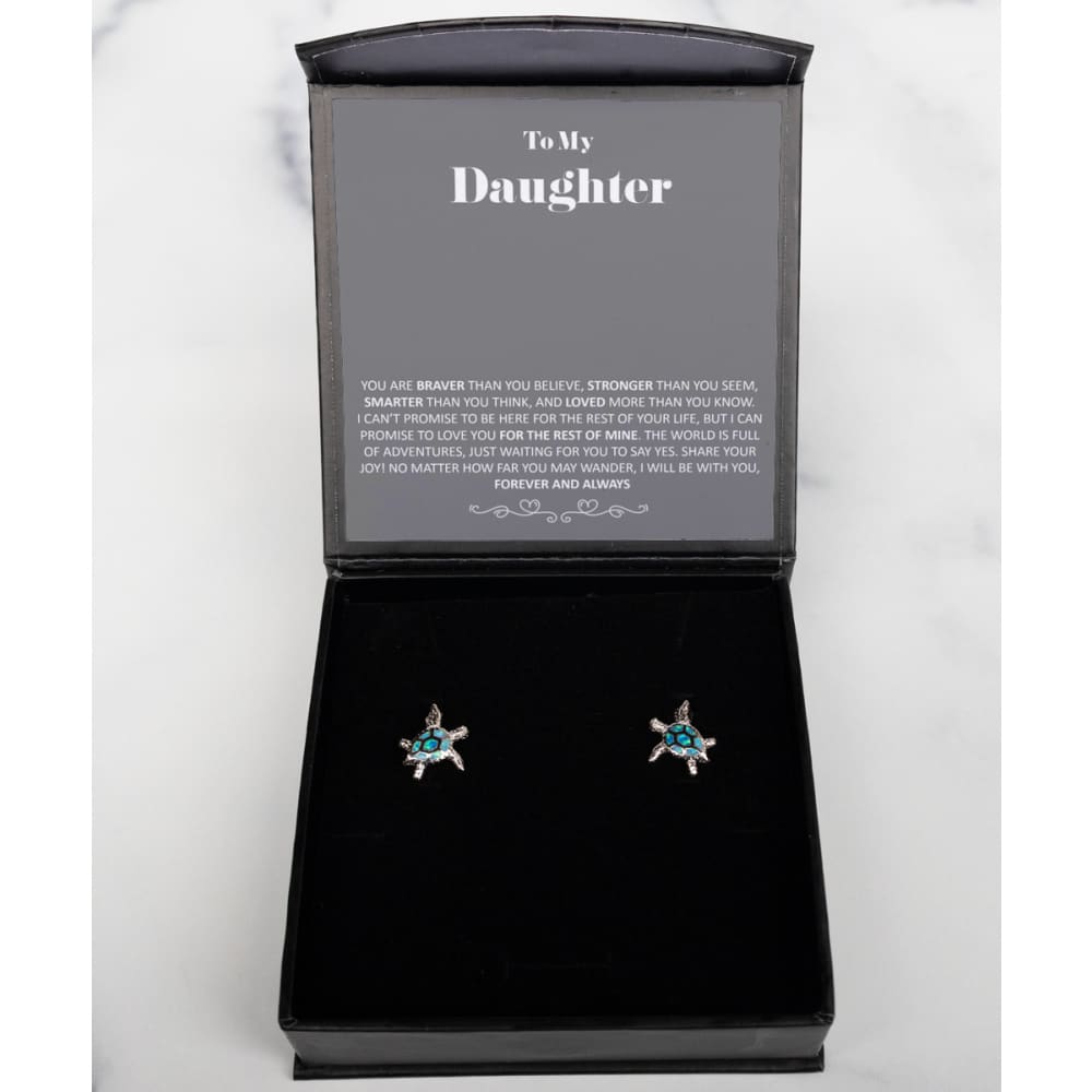 To my Daughter - Braver - 925 Sterling Silver - Turtle Earrings - Opal Turtle Earrings - Precious Jewelry 2
