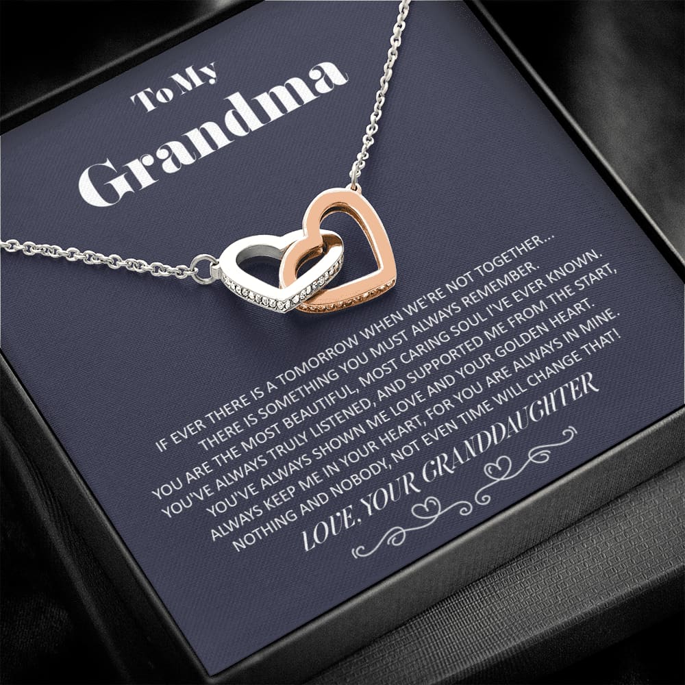 To my Grandma - from Granddaughter - Golden Heart - Interlocking Hearts Necklace - Jewelry 1