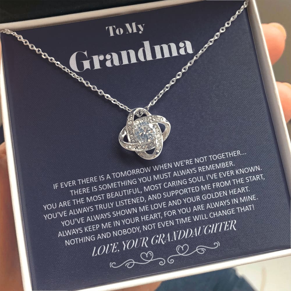 To my Grandma - from Granddaughter - Golden Heart - Love Knot Necklace - Standard Box - Jewelry 1