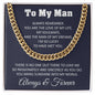 To My Man Cuban Link Chain Necklace Gift For Him From Her For Valentines Day Anniversary Birthday Christmas - 14k Yellow Gold Finish /