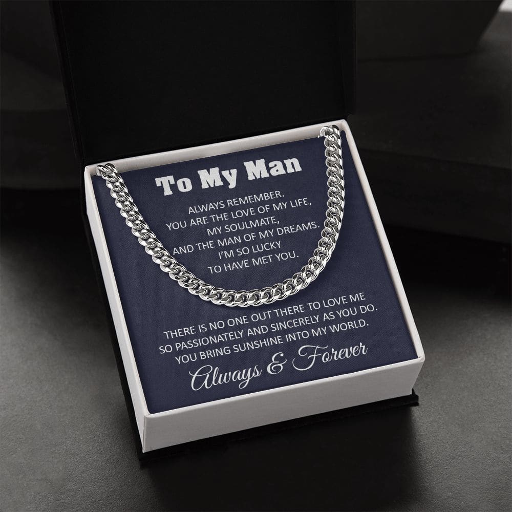 To My Man Cuban Link Chain Necklace Gift For Him From Her For Valentines Day Anniversary Birthday Christmas - Jewelry 3