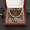 To My Son - Be A Warrior, Not A Worrier - Cuban Link Chain Necklace,Sentimental Son Gifts from Mom,Son Cuban Chain Link Necklace,Mother to Son Gifts,Gifts for Son Birthday,Unique Gifts for Son from Mother,son gifts,to my son,gift for son,son birthday,mother son,mother son necklace,mother son jewelry,mother son christmas,mother son gifts,mother and son gifts,mom and son gifts Jewelry 1