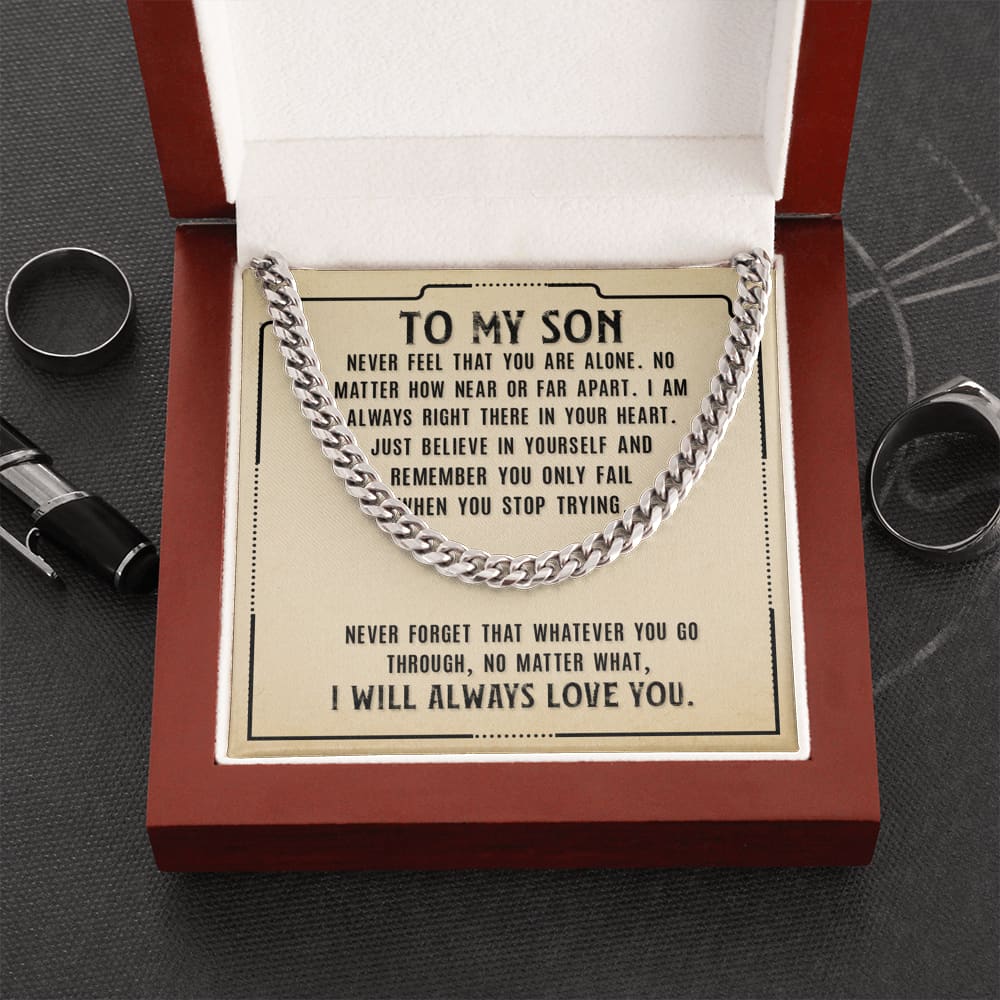 To my Son - never Feel that you are alone - Cuban Link Chain Necklace - Cuban Link Chain (stainless Steel) - Jewelry 1