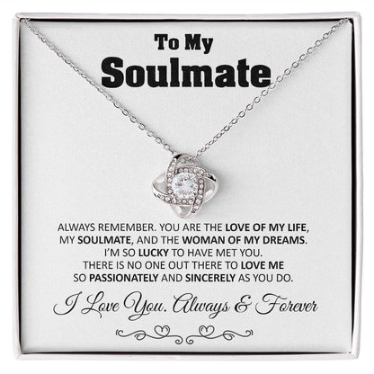 To My Soulmate Love Knot Necklace Gift Soulmate Birthday Gift Soulmate Anniversary Gift Christmas Gift Valentine’s Day Gift - 14k White Gold