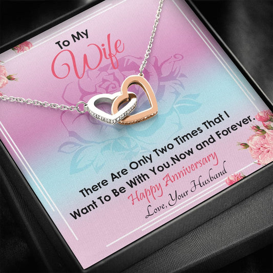 To my Wife - Now and Forever - Anniversary Gift - Interlocking Hearts Necklace - Standard Box - Jewelry 1