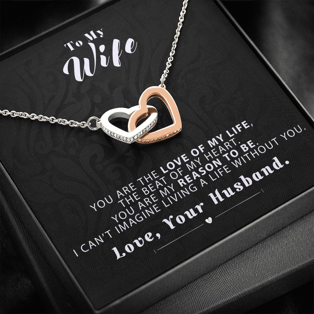 To my Wife - Reason to be - Black- Interlocking Hearts Necklace - Standard Box - Jewelry 1