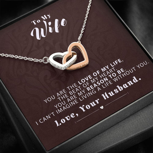 To my Wife - Reason to be - Dark Red - Interlocking Hearts Necklace - Standard Box - Jewelry 1