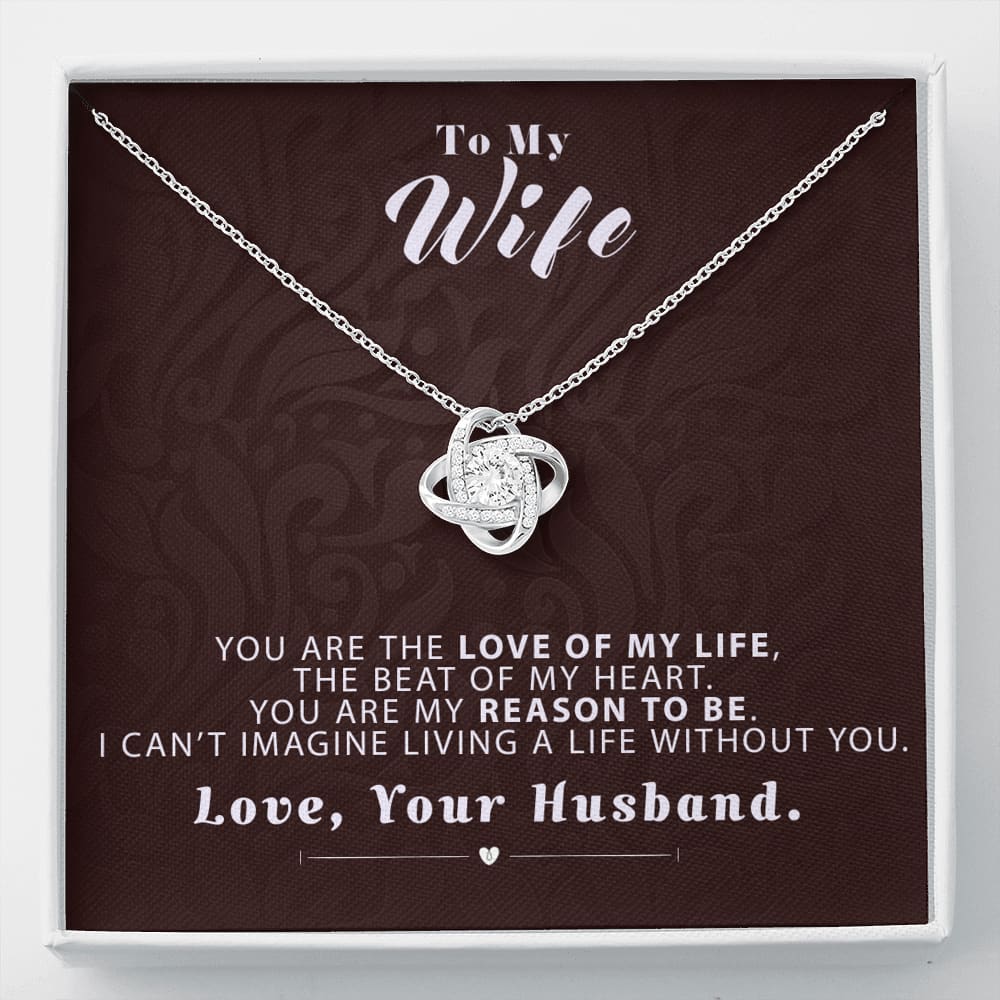 To my Wife - Reason to be - Dark Red- Love Knot Necklace - Standard Box - Jewelry 1