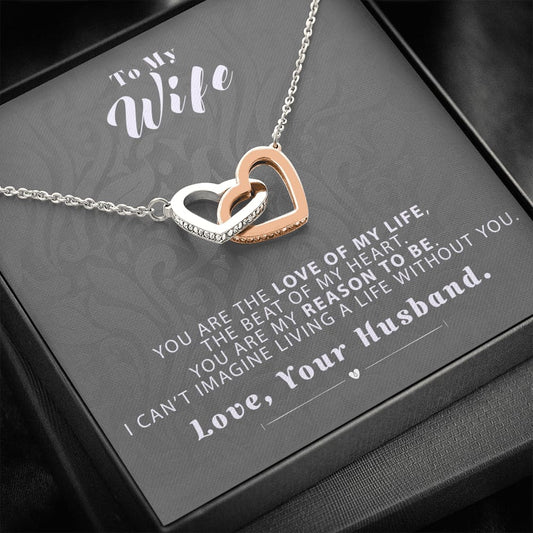 To my Wife - Reason to be - Gray- Interlocking Hearts Necklace - Standard Box - Jewelry 1