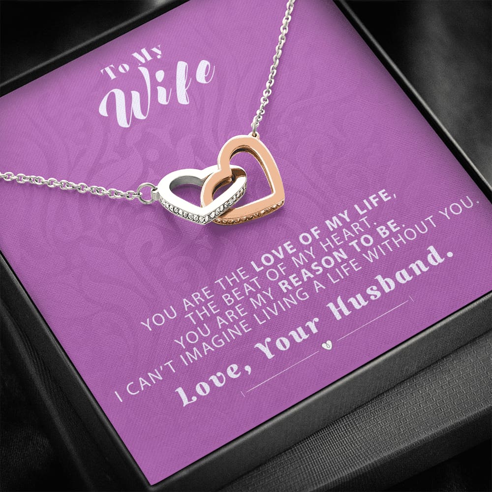 To my Wife - Reason to be - Pink- Interlocking Hearts Necklace - Standard Box - Jewelry 1