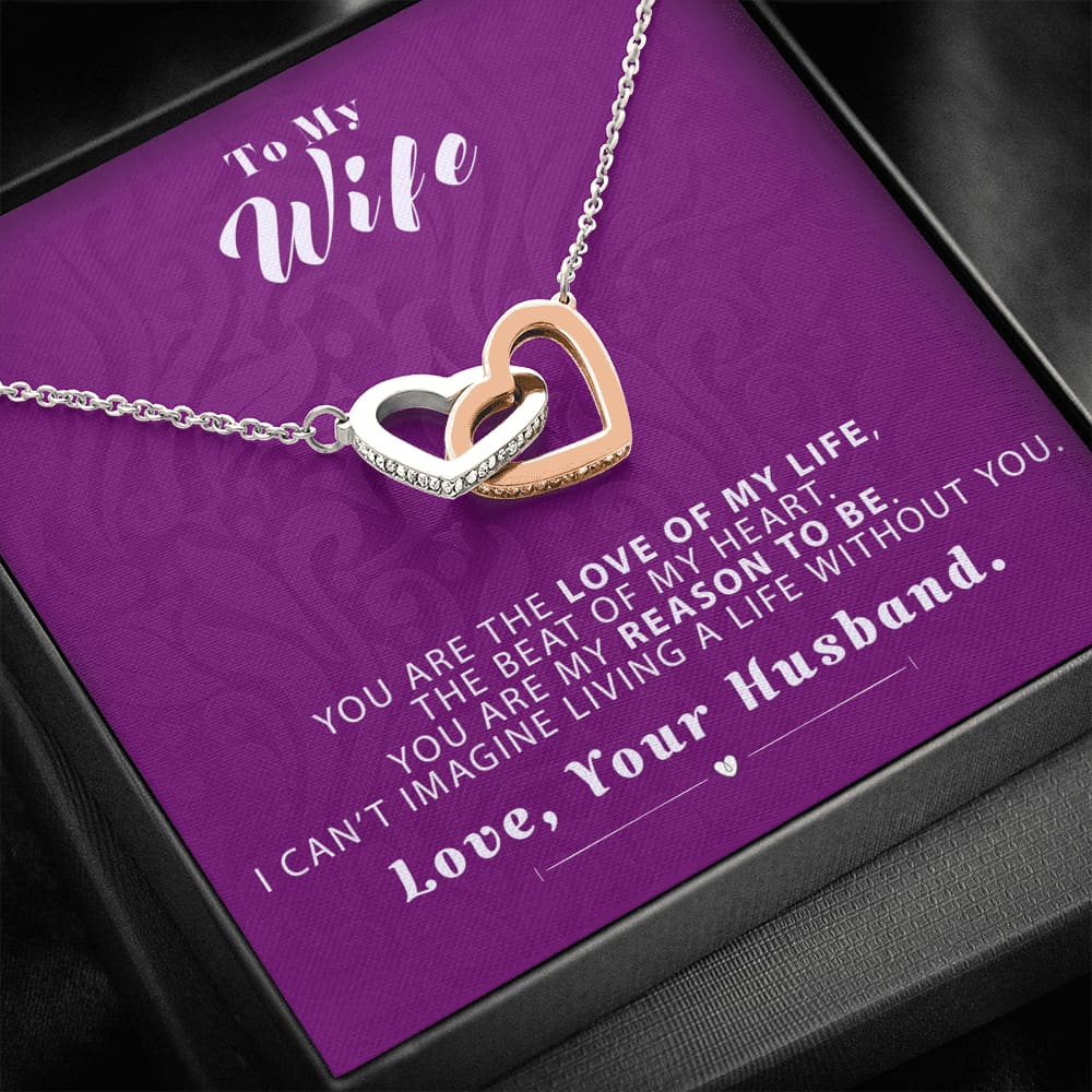 To my Wife - Reason to be - Purple - Interlocking Hearts Necklace - Standard Box - Jewelry 1