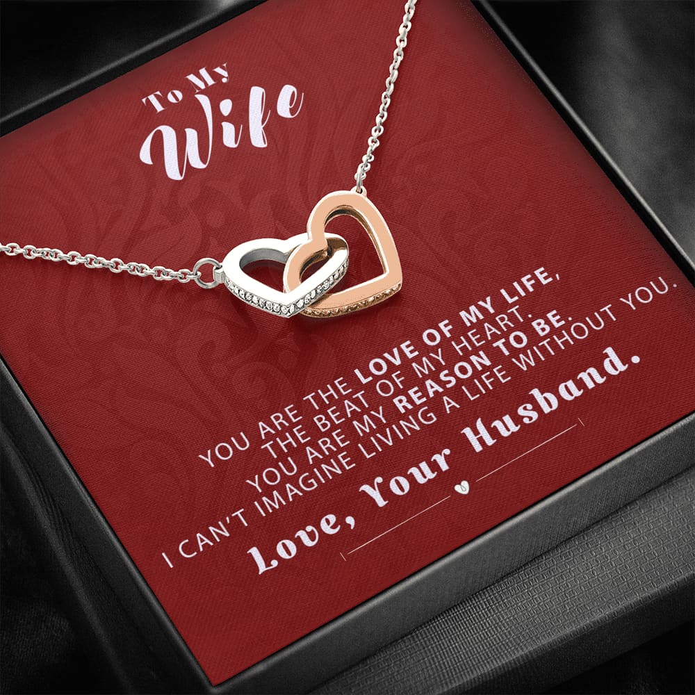 To my Wife - Reason to be - Red- Interlocking Hearts Necklace - Standard Box - Jewelry 1