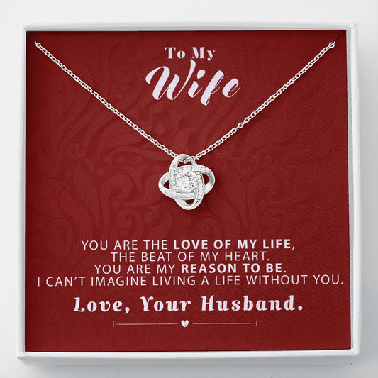 To my Wife - Reason to be - Red- Love Knot Necklace - Standard Box - Jewelry 1