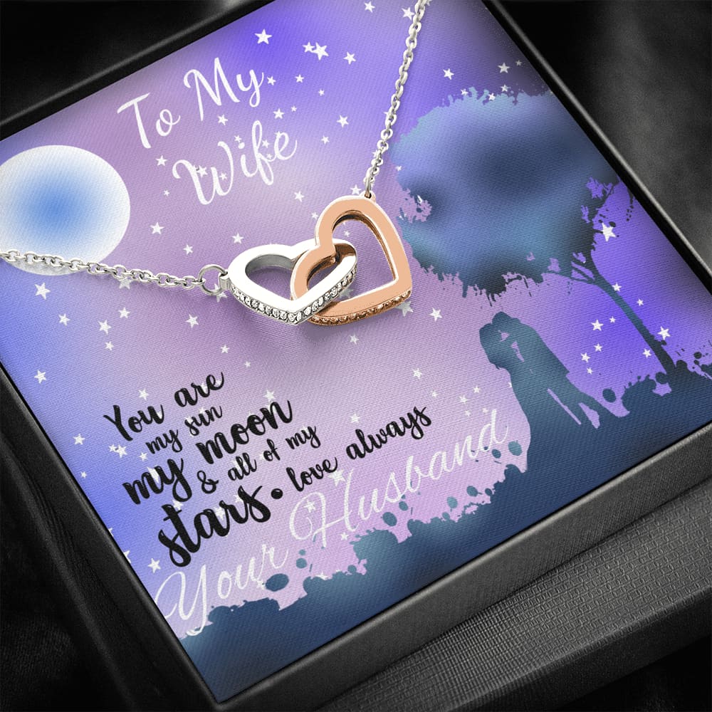 To my Wife - you are my Sun my Moon and All the Stars - Interlocking Hearts Necklace - Standard Box - Jewelry 1
