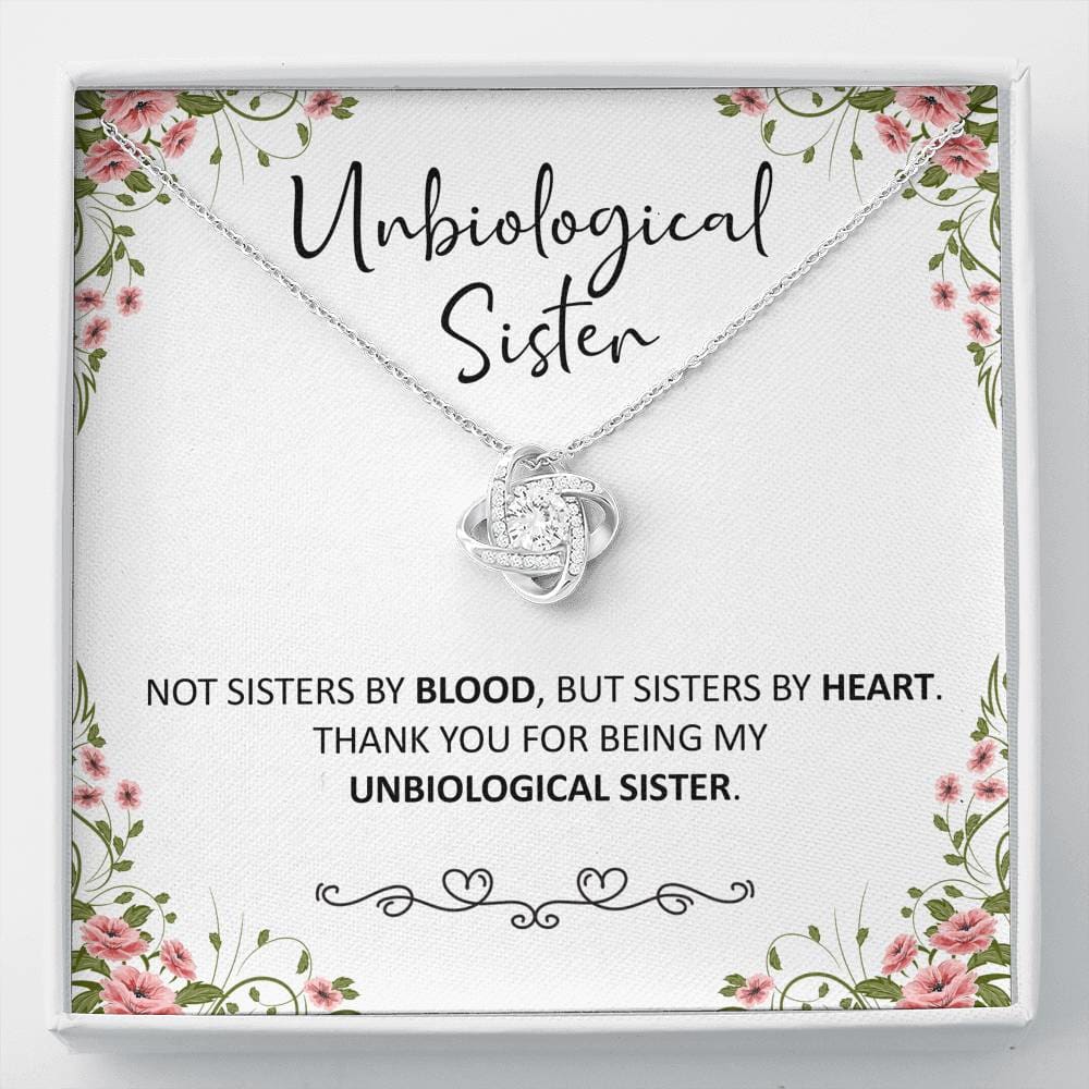 Unbiological Sister - not Sisters by Blood but Sisters by Heart Love Knot Necklace - Standard Box - Jewelry 1