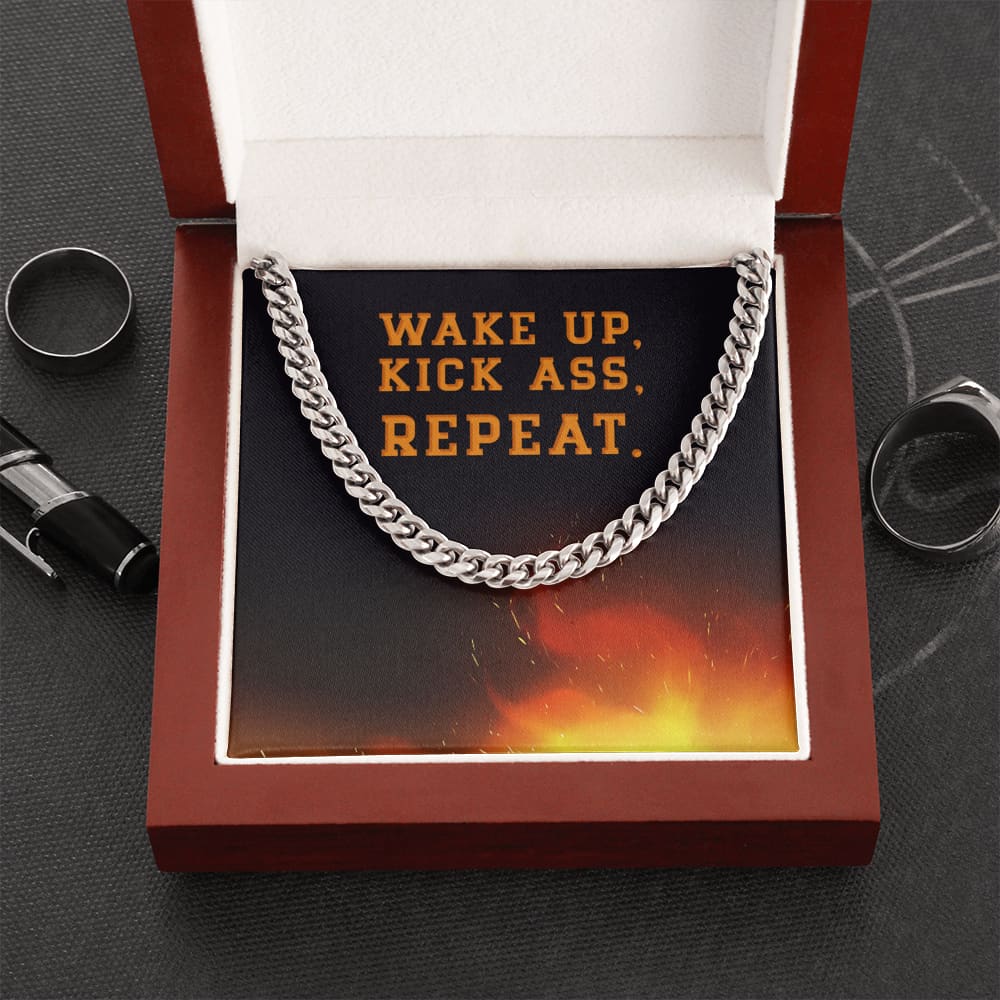 Wake up Kick Ass Repeat - Cuban Link Chain Necklace - Cuban Link Chain (stainless Steel) - Jewelry 1